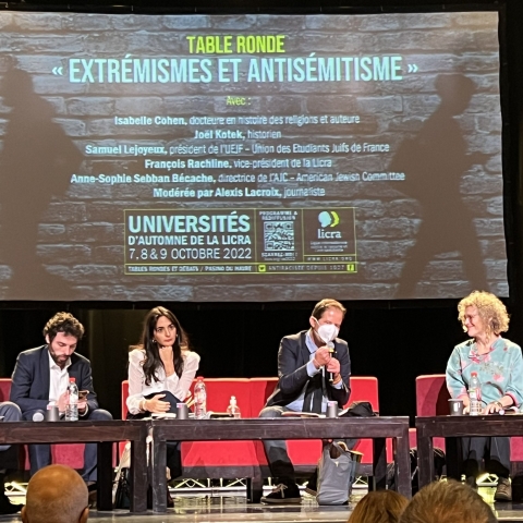 Anne-Sophie Sebban-Bécache participe à la Table ronde « Extrémismes et antisémitisme » organisée par la LICRA dans le cadre des Universités d’automne des 8 et 9 octobre 2022 dans la ville du Havre.
