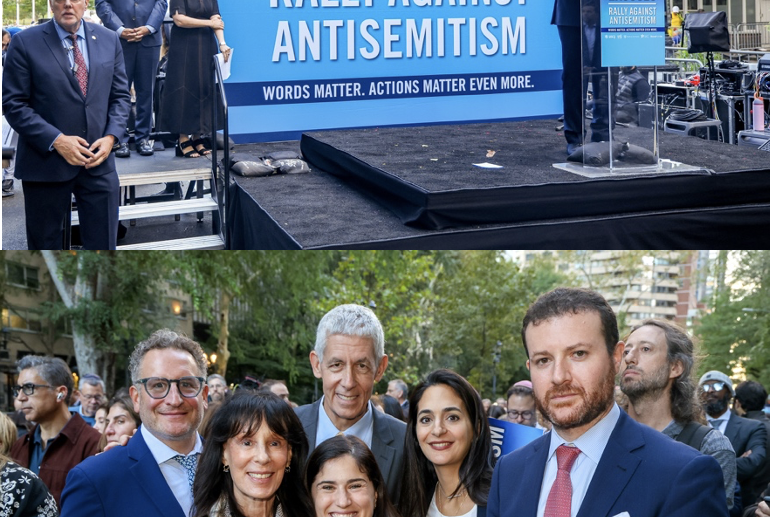 Anne-Sophie Sebban-Bécache, vice-présidente pour l&rsquo;Europe, a participé à un rassemblement contre l&rsquo;antisémitisme coorganisé par l&rsquo;AJC et plusieurs organisations juives, intitulé « Rally against antisemitism »